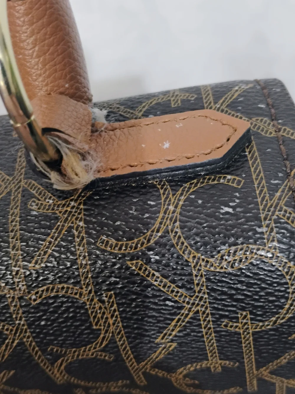 Calvin Klein Monogram‎ Straw Flap Backpack Purse Bag See Photos O